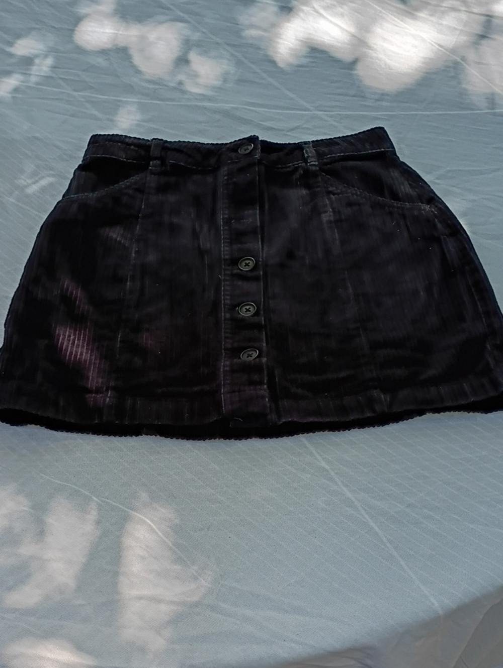 Black Corduroy Button-Front Mini Skirt - Women